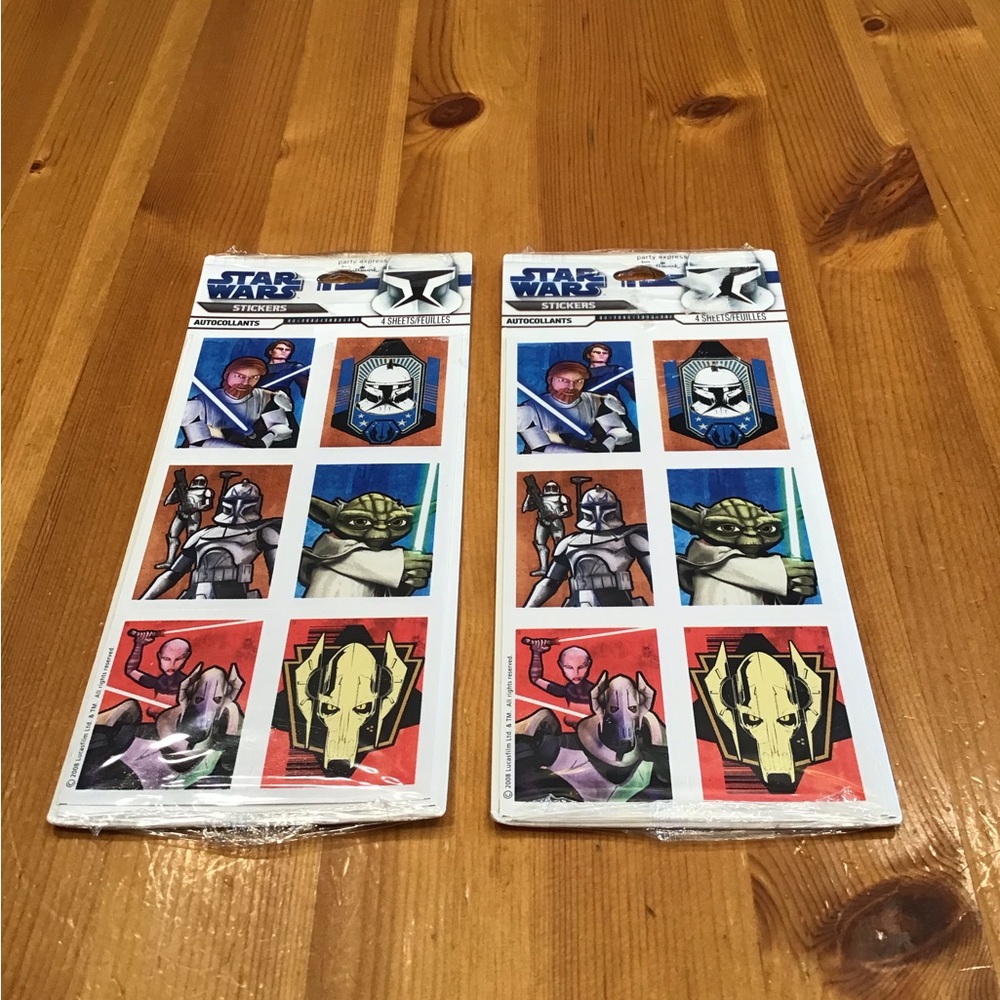 STAR WARS THE CLONE WARS STICKERS NEW 2008 LOT OF 2 LUCAS FILMS HALLMARK